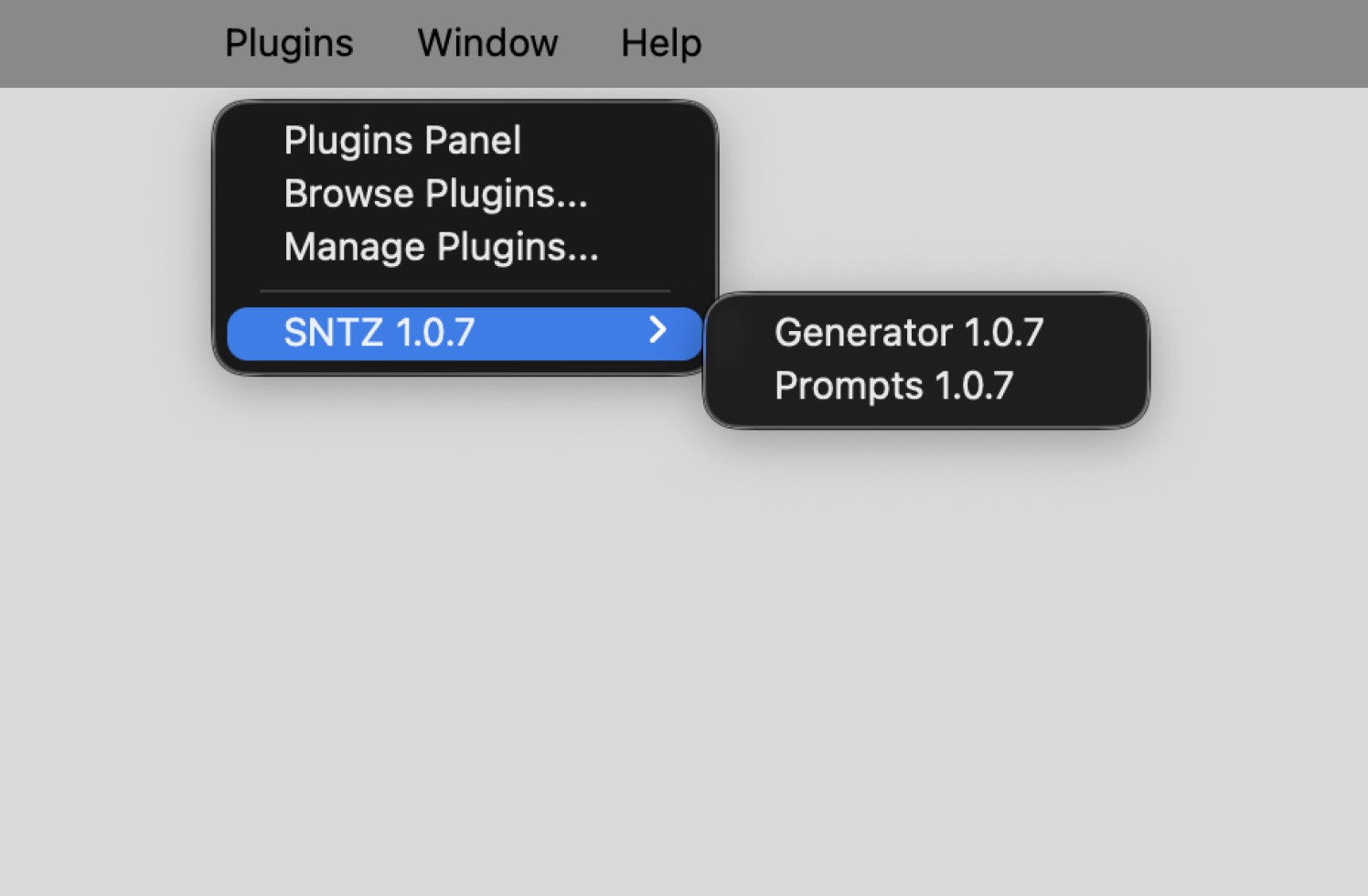 Меню Plugins в Adobe Photoshop